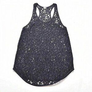 Aritzia Wilfred Madeline Grey Sheer Lace Floral Racerback Tank‎ Top Size XS